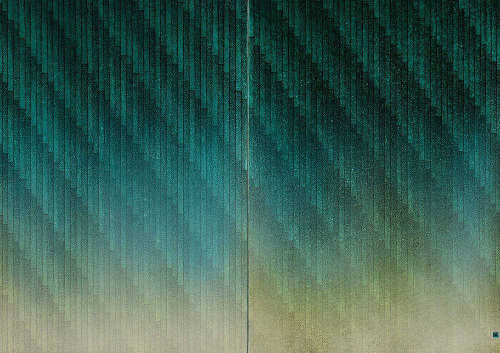 緑彩陶額　笹音